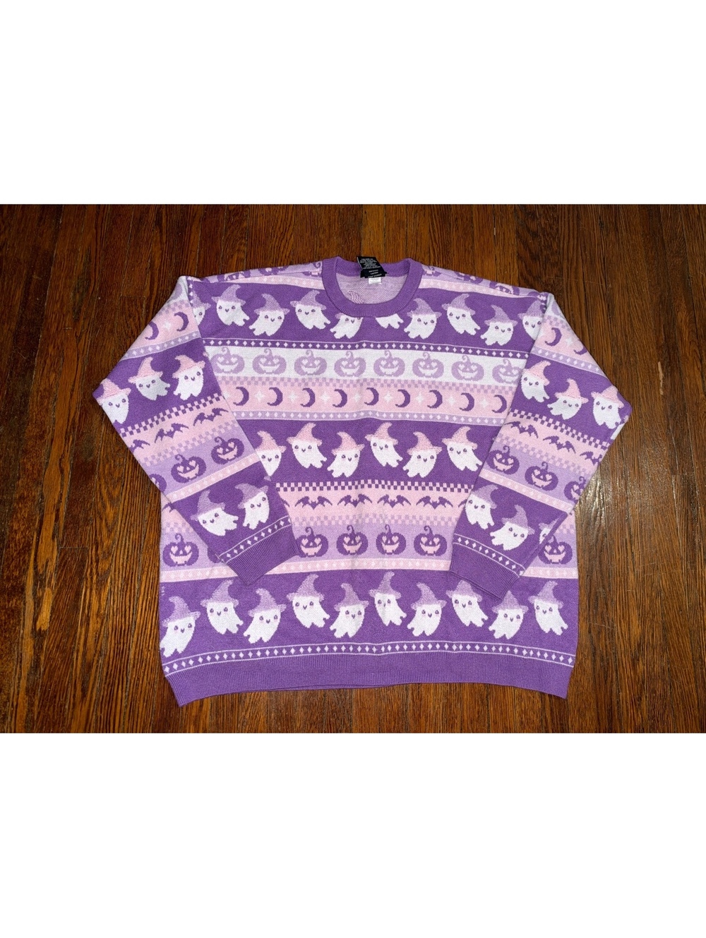 Medium Sweet Society Hot Topic Halloween Pink and Purple Ghost Sweater